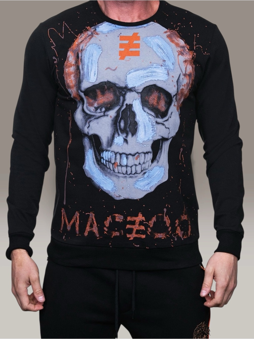 Maceoo SkullPink Black Sweater Sweatshirt Men's Size: 5XL Designer Skull Paris